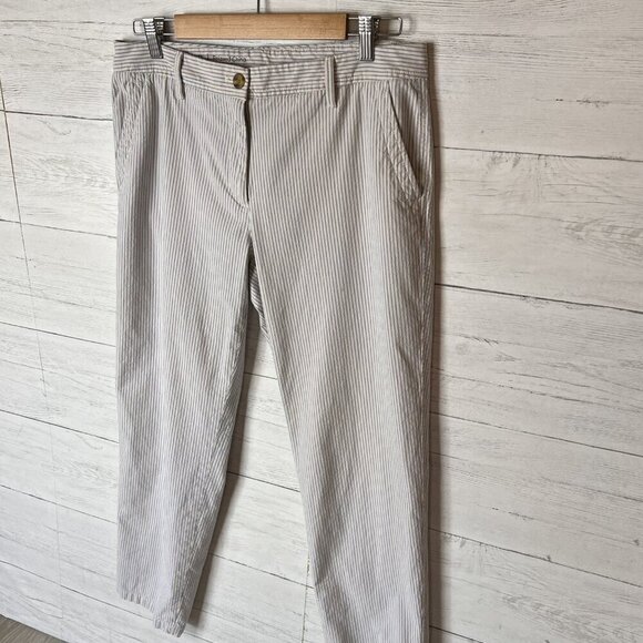 Talbots Pants Womens SZ 8 Relaxed Chino Blue & Beige Pinstripes Coastal Grandma - Picture 5 of 15